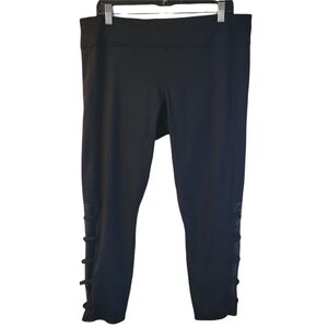 Joy Lab Black Cropped Mesh Accent Detail Leggings